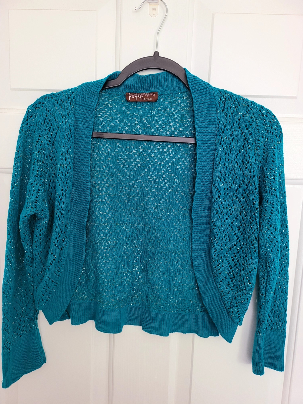 Teal Open-Front Women's Sparkle Cardigan by